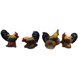 🆕Home Basics Red and Yellow Decorative Accents Rooster Set of 4